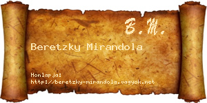 Beretzky Mirandola névjegykártya